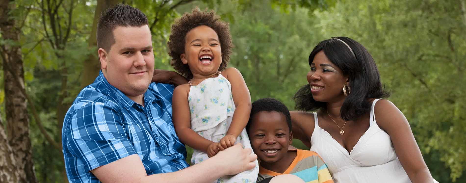 Family sitting outdoors